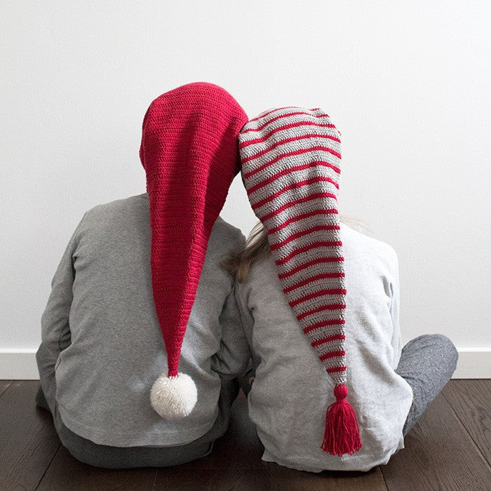 Elf Hat with Stripes and Pom Pom - Crochet kit