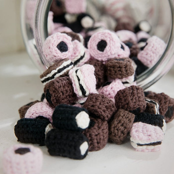 crocheted licorice candy in organic cotton yarn – Krea Deluxe